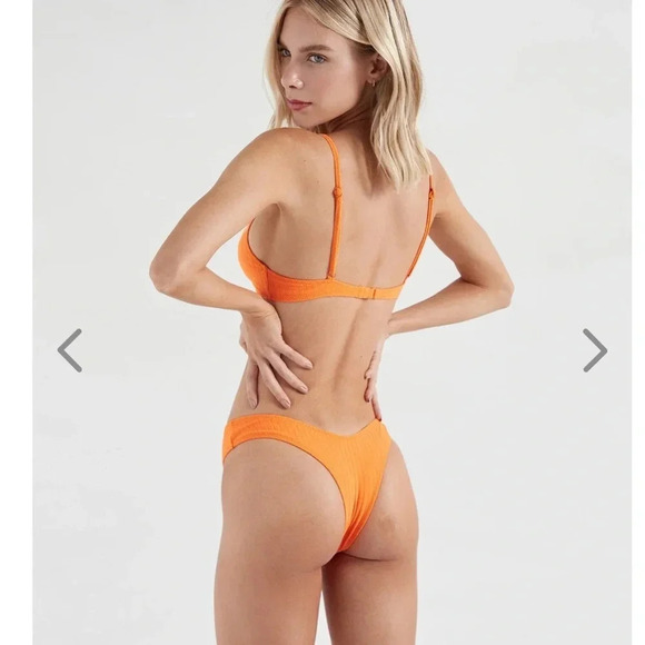 NWT OneOne Swimwear Bikini Set Orange Carrot Heidi Lara NEW Cheeky Tangerine - Picture 3 of 4